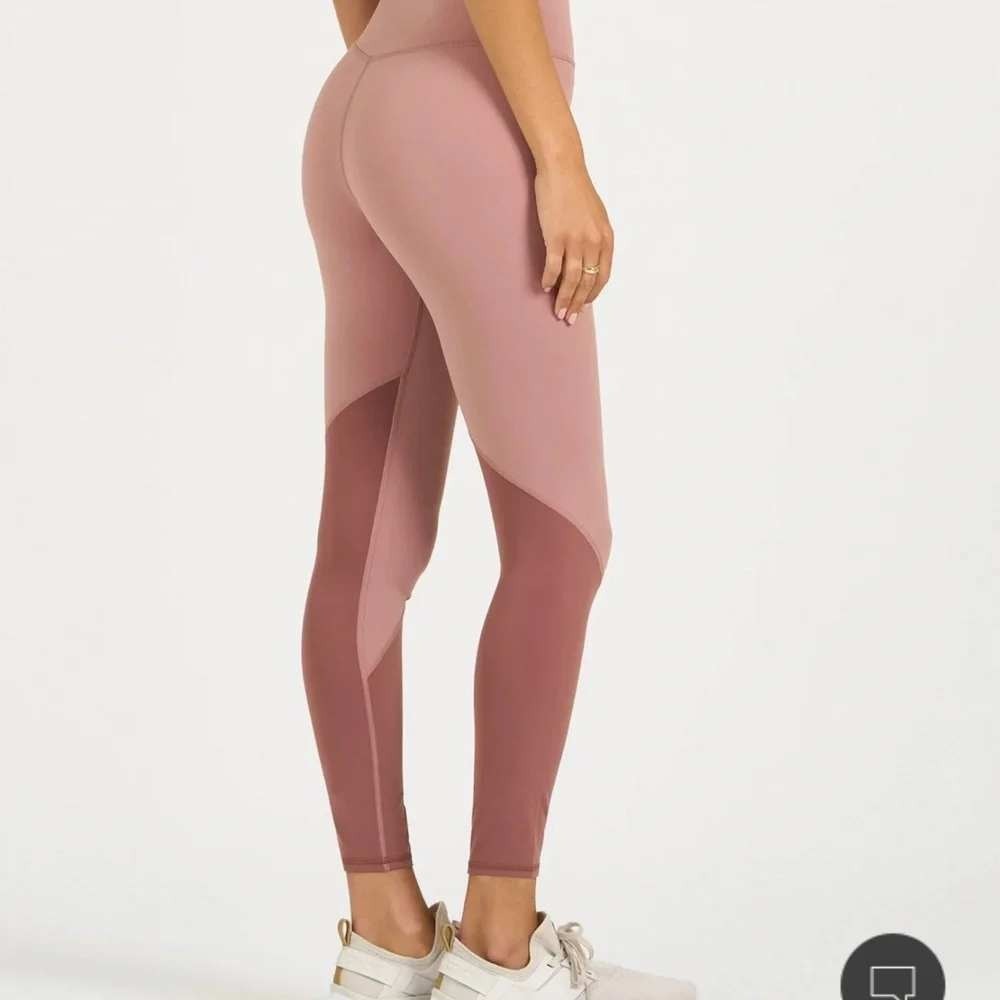 Vuori Color Block Studio Leggings Small Light Terracotta High Rise Athleisure